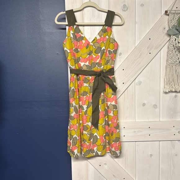 Milly of New York Swiss Dot Cotton Lemon & Cherry Print Mini Dress Size 2 - Picture 2 of 10